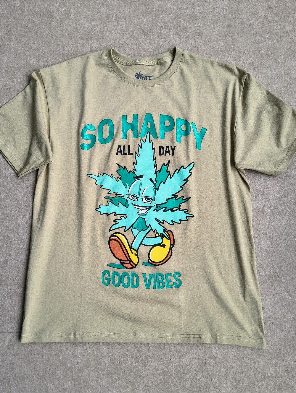 The Stoner Days" So Happy All Day" Good Vibes Graphic Short Sleeve T-shirt -H